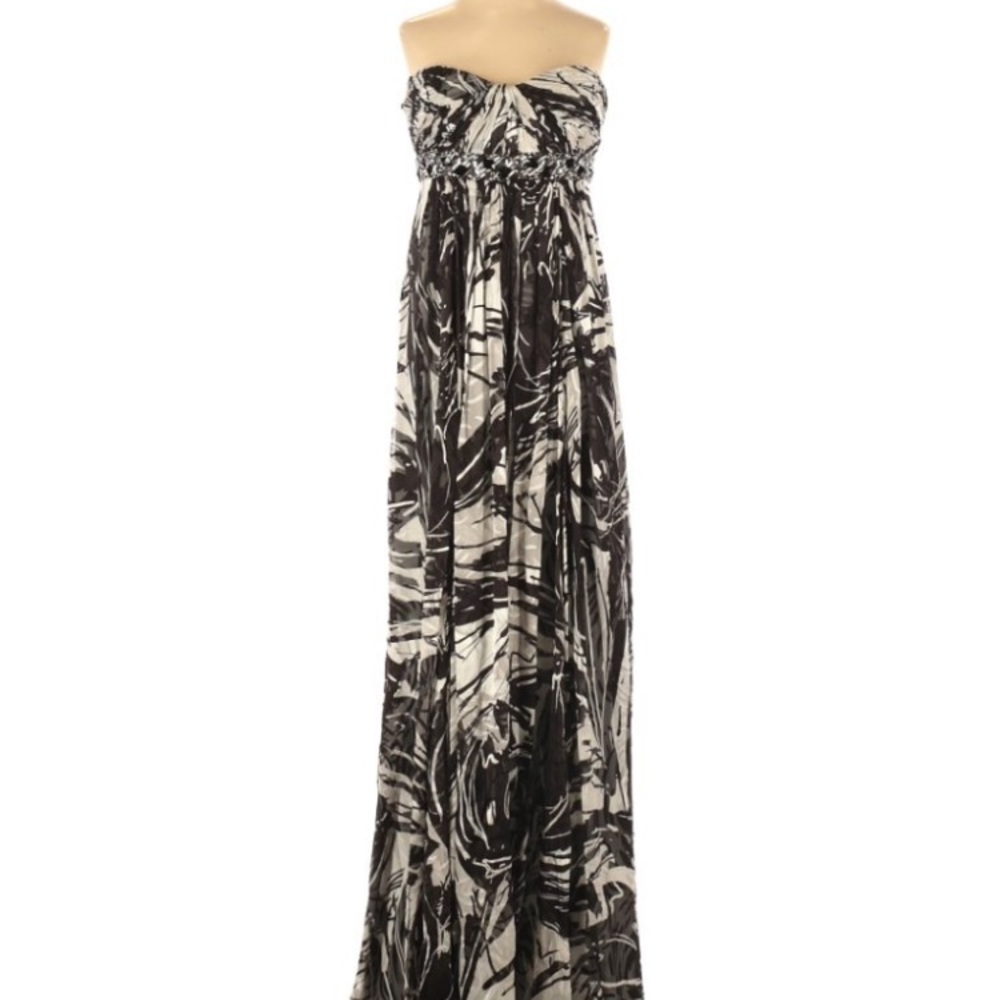 BCBGMaxAzria Silk Printed Strapless Maxi Gown NWT
